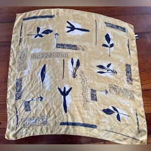 Vintage Jaeger Square Silk Scarf (Made In Italy) 32-inch Square Yellow Brown